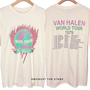 Van Halen 1979 World Tour Double Sided Beige Band T-Shirt